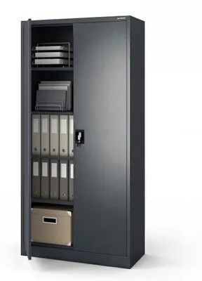 Produktbild von Büroschrank C001 Aktenschrank Lagerschrank Mehrzweckschrank Metallschrank 4 Fachböden Pulverbeschichtung Stahlblech 185 cm x 90 cm x 40 cm, Farbe: Anthrazit