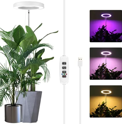 Produktbild von LED Pflanzenlampe 35-155CM Vollspektrum Pflanzenlicht mit 9 Helligkeitsstufen Timer Höhenverstellbares Pflanzenleuchte für Große Pflanzen, Weiß