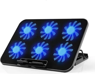 Produktbild von Laptop Kühler 15,6", 6 Lüfter, RGB Beleuchtung, Höhenverstellbar, Leise, Für 11–17 Zoll Notebooks