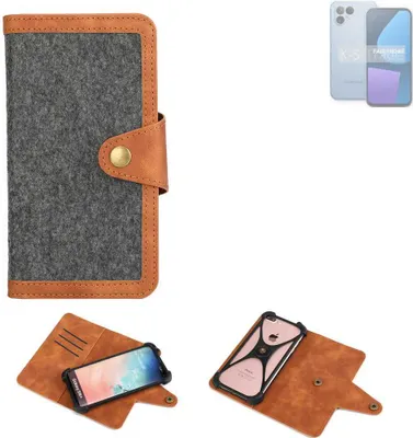 Produktbild von K-S-Trade Schutzhülle Handyhülle kompatibel mit Fairphone  Fairphone 5 Filz Hülle Kunst-Leder dunkelgrau braun (1x)