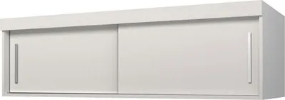 A white cabinet with sliding doors, presented against a white background.