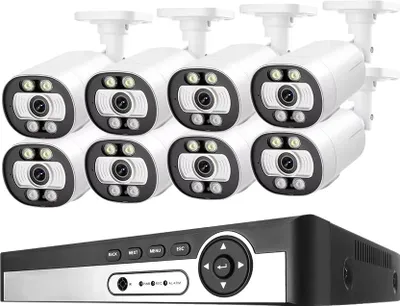 Zdjęcie produktu dla System kamer CCTV, kanał, rozdzielczość 5MP, detekcja twarzy AI, 8CH NVR 8 kamer, 1T