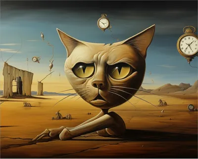 Produktbild von Wallario Poster - Katze als Zeitwächter, Kunstdruck Größe: 40 x 50 cm