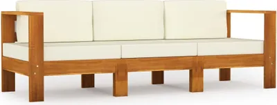 Produktbild von vidaXL 3-Sitzer-Gartensofa mit Cremeweißen Auflagen Massivholz Akazie