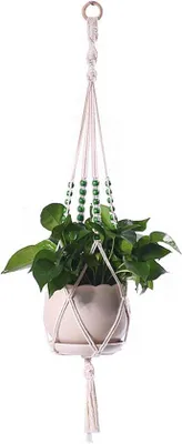 Immagine prodotto di Decorazione floreale in macramè di cotone con perline, per interni ed esterni