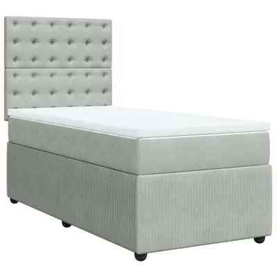 Image de Sommier à lattes de lit et matelas Gris clair 100x200cm Velours