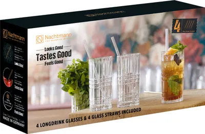 Produktbild von Longdrinkglas-Set - Kristallglas - Schliffdekor - 445 ml - 9-teilig