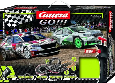 Immagine prodotto di Pista Carrera GO!!! 62584 Škoda Rally 4,9 m + 2 auto in confezione da 58x40x10 cm