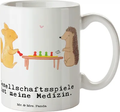 Produktbild von Mr. & Mrs. Panda Tasse Eichhörnchen Gesellschaftsspiele - Weiß - Geschenk, Kaffeebecher, Spieleabend, Becher, Spielen, Kaffeetasse, Teebecher, Bürotasse