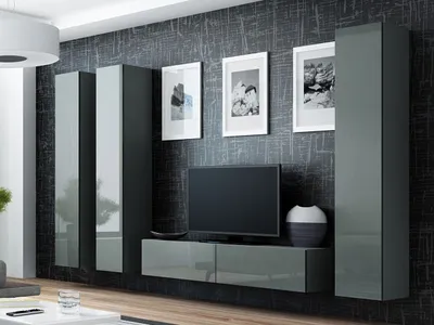 Immagine prodotto di Parete attrezzata per soggiorno ASHTON 14 - grigio / grigio lucido
