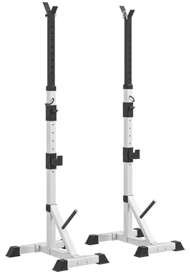 Imagen del producto de Rack Musculación con Altura Ajustable Marco de Acero Carga 200 kg para Entrenamiento en Gimnasio Casa Plata y Negro