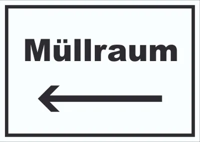 Produktbild von Müllraum Schild mit Text Richtungspfeil links Abfall Mülltrennung waagerecht A1 (594x841mm)