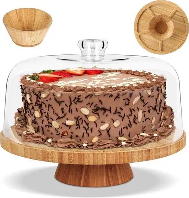 Produktbild von Holz Tortenständer mit Deckel natur