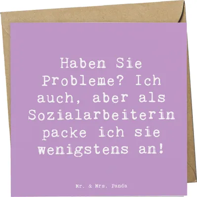 Produktbild von Mr. & Mrs. Panda Grußkarte Spruch Sozialarbeiterin Probleme - Lavendeltraum - Geschenk, Glückwunschkarte, Vertrauen, Engagement, Berufsliebe, Obdachlosenhilfe, anpacken