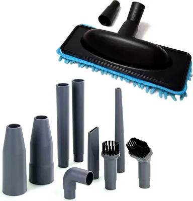 Produktbild von Staubsauger Universal Bodendüse mit Mikrofaser Wischmop & 9 tlg. Staubsauger Düsen Set Reinigungsset Staubsaugerdüse Bodenwischer Düsenset