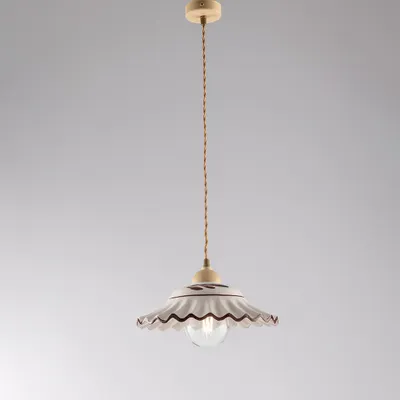 Immagine prodotto di Sospensione 1 Luce Ferro Avorio e Vetroceramica d.30 cm Bianco Serie Palma
