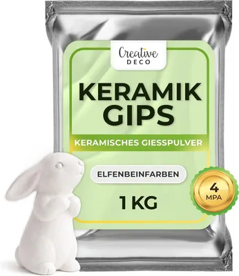 Obrázok produktu pre Creative Deco odlievací prášok slonová kosť 1 kg | Keramická odlievacia hmota, reliéfny odlievací prášok, modelovací sadrový prášok