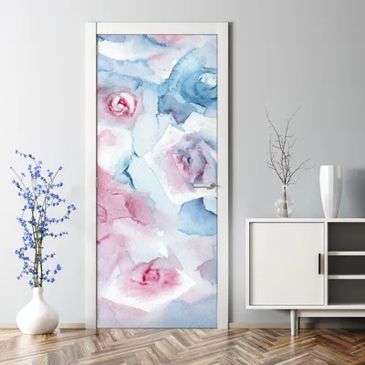 Produktbild von Dekorative Tür dekoration selbstklebend Klebefolie Türaufkleber Türtapete Aquarell Wiese 70 x 200 cm