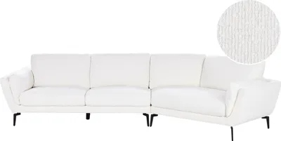 Produktbild von BELIANI Sofa Weiß aus Bouclé Stoff 3-Sitzer mit Halber Ecke Gepolstert Minimalistisches Design Moderner Stil Polstersofa Stoffsofa Ecksofa Wohnzimmer