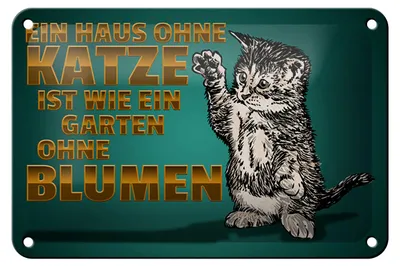 Produktbild von Blechschild Spruch 18x12cm Haus ohne Katze Garten ohne Blumen