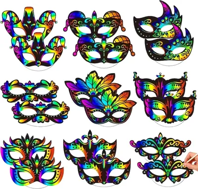 Image de Masques en papier pour enfants, lot de 18, à décorer soi-même, pour les fêtes de carnaval et la décoration