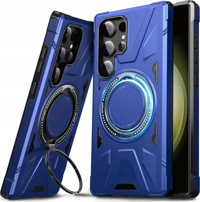 Zdjęcie produktu dla Etui Samsung Galaxy S24 Ultra MagSafe Pancerne stojak 360° Niebieskie