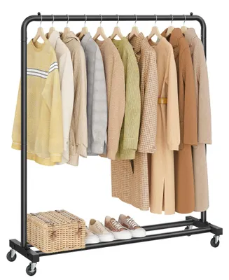Image de SONGMICS, porte-vêtements sur roulettes, capacité de charge jusqu'à 50 kg – Noir, modèle à une barre