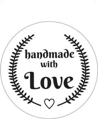 Zdjęcie produktu dla Naklejki okrągłe Białe Handmade with Love - wzór 6