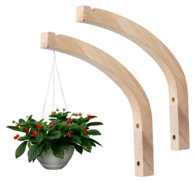 Produktbild von Pflanzenhaken aus Holz, 2 Stück Wandhaken für Zimmerpflanzen und Blumen