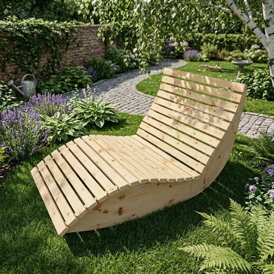 Produktbild von Holzliege Wellenliege Waldsofa Gartenliege "Schaukel-Sannerl" (Zirbe) Breite 120cm Schaukelliege Relaxliege Himmelsliege