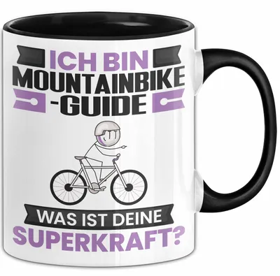 Produktbild von Mountainbike-Guide Tasse Geschenk für Mountainbike-Guide Geburtstag Lustiger Spruch Kaffee-Becher Was Ist Deine Superkraft (Schwarz)