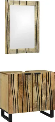 Image de Ensemble d'armoire de salle de bain 2 pcs Naturel