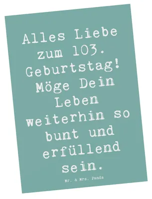 Produktbild von Mr. & Mrs. Panda Grußkarte Spruch 103. Geburtstag - Meeresbrise - Geschenk, Ansichtskarten, unvergesslicher Tag, Weisheit, Dankbarkeit, Alles Liebe zum, Ansichtskarte