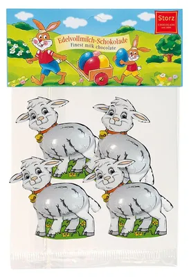 Produktbild von Storz Mini Lämmchen massiv Edelvollmilch Schokolade Oster Figuren 50g