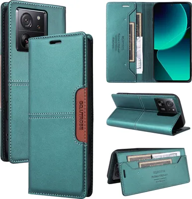 Produktbild von Handyhülle für Xiaomi 13T / 13T Pro Hülle, Leder Flip Wallet Kartenfach Stand Schutzhülle Grün