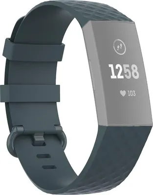 Productafbeelding van Jumada - Horlogeband - Band geschikt voor Fitbit Charge 3 & 4 - Grijs (leisteen) - Maat M/L