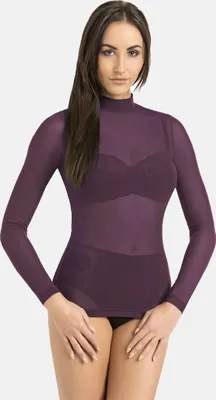Zdjęcie produktu dla Teyli sweter damski z golfem z przezroczystej siateczki Glamour Female 169320 Plum XXL