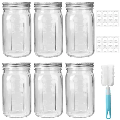 Obrázok produktu pre Zavárací pohár 1000ml - Zaváracie poháre - 6 kusov - Vzduchotesný uzáver - Kvalitné sklo - Vhodné do mrazničky a umývačky riadu - Zavárací pohár