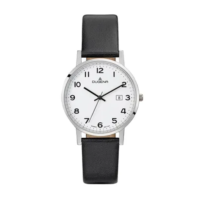 Obrázok produktu pre Pánske náramkové hodinky DUGENA 4460737 Moma, quartz, biely ciferník, puzdro z nehrdzavejúcej ocele, minerálne sklo, kožený remienok, spona, 3 bar