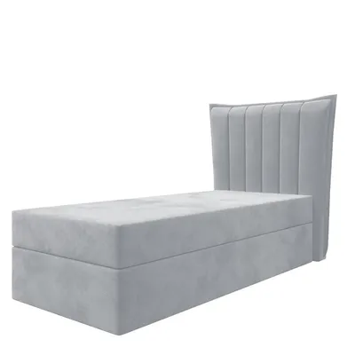 Produktbild von Boxspringbett LUNA MINI OHNE TOPPER , Einzelbett, Stauraum, Schlafzimmer, Polsterbett, 90x200 cm. (Hellgrau - Itaka 51)