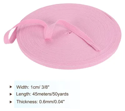 Produktbild von Baumwollband Baumwolle Gurtband 10mm x 45m, Schr?gband Baumwoll Nahtband K?perband Saumband Einfassband Stoffband Webband zum N?hen fš¹r DIY Basteln Stricken, Helles Pastellrosa