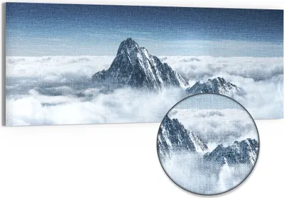 Produktbild von DEQORI Hybrid Leinwand Bild 125x50 cm 'Himmlische Gipfel' Wandbild Glas flach modern