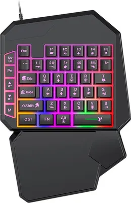 Produktbild von ZELURXX Einhand Gaming Tastatur 40 Tasten RGB Beleuchtung USB Kabel Ergonomische Handballenauflage Antighosting Wasserdicht für PC Laptop