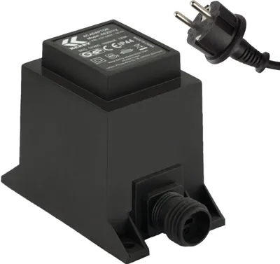 Produktbild von Netzteil 12 Watt IP44 | LED-Trafo | Transformator 230V auf 12V | Netzkabel 2-Pin-Stecker | Netzstecker 2 Polig | Netzgerät | Niederspannung für LED-Lichterketten
