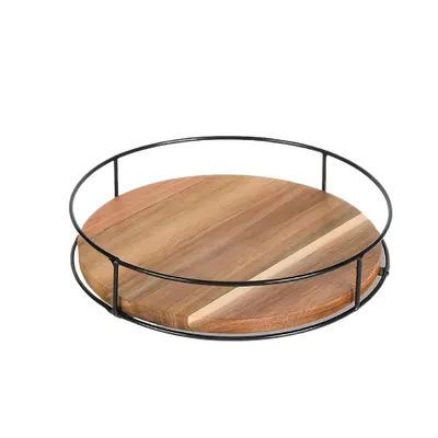 Produktbild von Drehbarer holz organizer, 360° lazy susan tablett für gewürze, küche, bad und speisekammer, Gewürzregale anti-rutsch und elegant, Drehteller Organizer