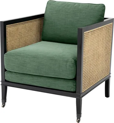 Produktbild von Casa Padrino Luxus Sessel Grün / Schwarz / Naturfarben 71 x 68,5 x H. 84 cm - Hotel Möbel