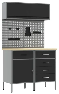 Produktbild von Arbeitsschrankset mit Schubladen mit Regal 5 pcs Schwarz