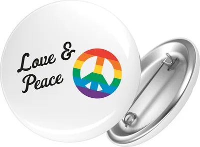 Produktbild von Huuraa Button Love & Peace 59mm rund mit Sicherheitsnadel Ansteckbutton Geschenkidee