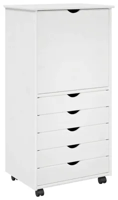 Produktbild von vidaXL Rollschrank Mit Rad Weiß 53 x 39 x 103 cm Massivholz Kiefer