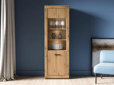 Produktbild von Glasvitrine ADELLA – Eichenholzoptik